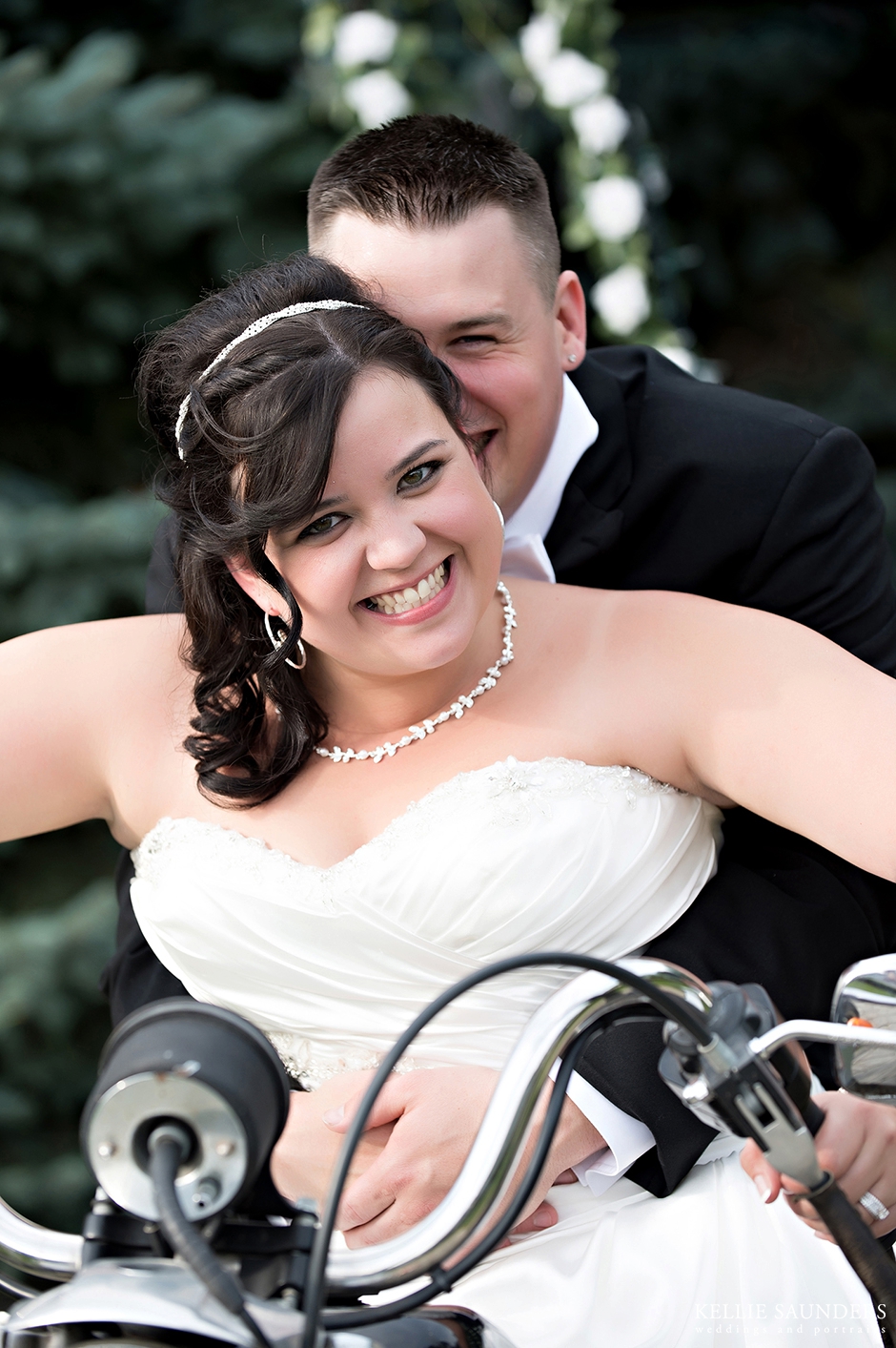 Tina's Country House wedding portraits, Bridal Portraits, Harley Davidson bridal portrait